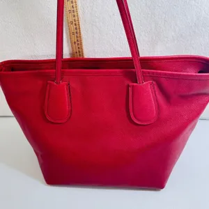 Coach Red Leather Tote Bag Large‎ Carryall Purse Gold Hardware thumbnail 2