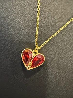 kate spade |♠️| Gold Plated Red Heart Pendant Necklace and Stud Earrings Set thumbnail 4