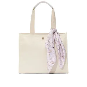 Victoria's Secret Large Ivory Jacquard Shoulder Canvas Tote Bag Work Travel thumbnail 2