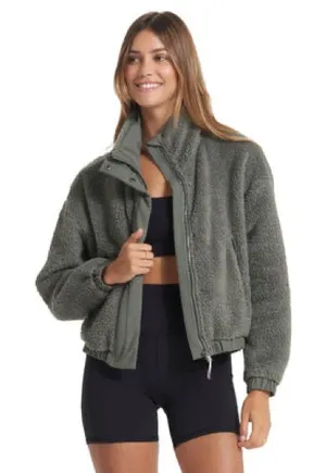 Vuori Women's Cozy Sherpa Jacket Green Fleece Jacket Olive Green Size Large thumbnail 1