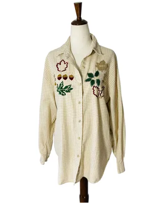 VINTAGE MAGGIE & MAX Embroidered Fall Leaves Shirt thumbnail 2