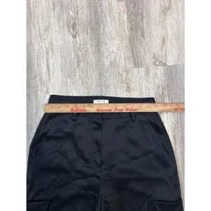 Aritzia Babaton Black Satin Cargo‎ Pants High Rise Adjustable Buckle Hem Size 4 thumbnail 8