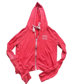 VTG Abercrombie & Fitch Y2K Graphic Hoodie Jacket Small Red 2000s Mall Girl thumbnail 1