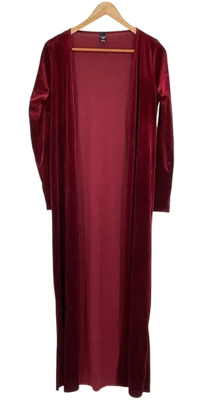 Windsor Burgundy Velvet Long Sleeve Duster Open Front Cardigan Size S Holiday‎ thumbnail 1