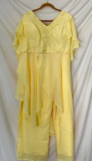 Source Unknown 3 Piece Chiffon Matching Tunic Beaded Asymmetric Set Size 26 thumbnail 1