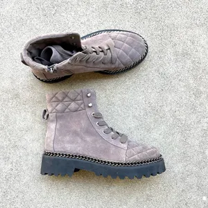 Vince‎ Camuto Merindil Combat Boot Gray Leather Suede Size 7 thumbnail 4