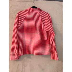 Lilly Pulitzer Pink White Striped V-Neck Pullover Sweater Kangaroo Pocket Medium thumbnail 4