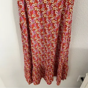 LUSH Feminine Floral Ruffle Strap Midi Dress Summer Back Zip Medium thumbnail 5