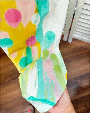 Maeve Sleeveless White Button-Front Dress with Multicolor Watercolor Print size Large thumbnail 6