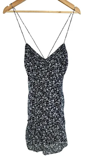 Abercrombie & Fitch Black White Floral Print Tie Back Mini Dress Womens Size S thumbnail 1