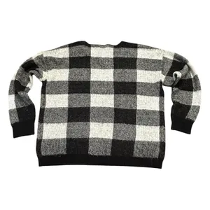 Maurices Buffalo Plaid Sweater Cozy Cabin Core Black White Knit V Neck M/L thumbnail 3