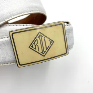Ralph Lauren Vintage White Leather Belt Monogram Logo thumbnail 4