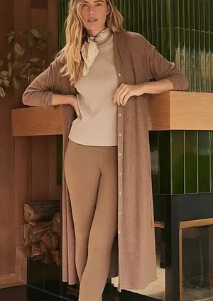 Ribbed button-up duster cardigan thumbnail 1