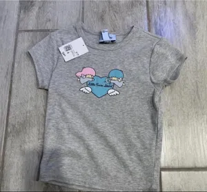 ittle Twin Stars Sanrio Forever 21 Grey Baby Tee Size 1X Women’s NEW thumbnail 2