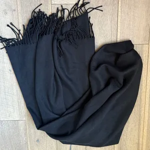 Cashmere Blend Fringed Scarf Black thumbnail 1
