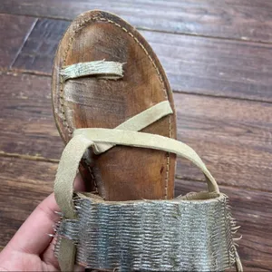 Freebird by Steven Ocean Sandals Leather Loop Ankle Strap Textured Metallic 7.5 thumbnail 5
