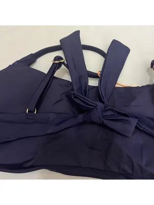 New Quince Italian Scoop Neck Bikini Top Deep Navy Small thumbnail 2