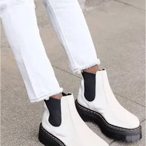 Dr. Martens women White leather Chelsea Platform Boots with Black Elastic 10 thumbnail 2