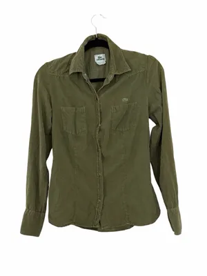 LACOSTE Corduroy Military Green Button Down Shirt Sz 34 thumbnail 2