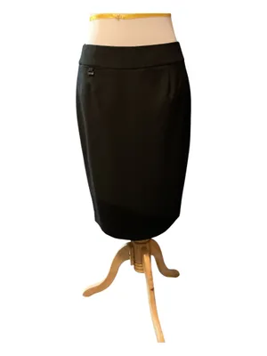 Calvin Klein Black Pencil Skirt Size 12 - Classic Back Slit Workwear thumbnail 2