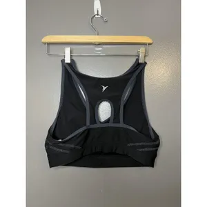 Old Navy Active Sports Bra Womens Large Black Keyhole Racerback Padded Stretch thumbnail 2