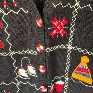 Vintage Christmas Sweater Vest With Kitsch Embroidery Size L thumbnail 3