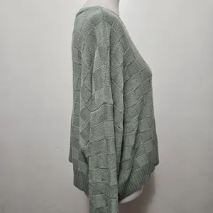 Double Zero Sage Basketweave Cropped Oversized Crewneck Sweater Size Large thumbnail 4