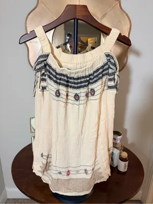Free People New Romantics Sunburst OTS Mini Dress Embroidered Festival Y2K Gauze thumbnail 6
