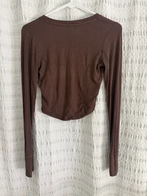 Garage Long Sleeve Top Crop Brown thumbnail 2