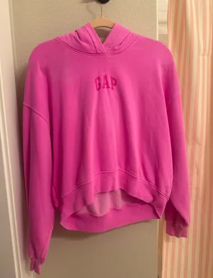 Pink Cropped Gap Hoodie thumbnail 1