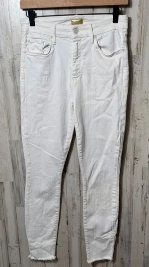 Mother High Waisted Looker Ankle Fray Whipping The Cream Skinny Jeans Womens 28‎ thumbnail 1