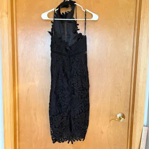 Bardot Black Lace Halter Neck Midi Dress Cutout‎ Back Elegant Formal thumbnail 2