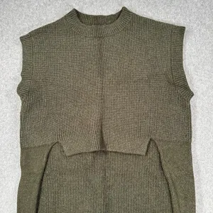 Kerisma High Low Sleeveless Tunic Sweater Women's S/M Olive Green Sleeveless thumbnail 2