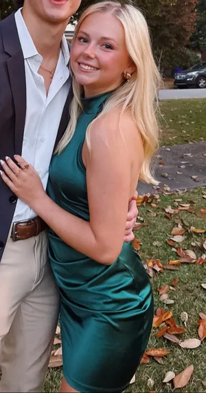 Windsor Green satin halter dress thumbnail 1