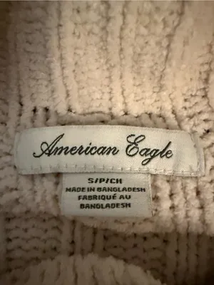American Eagle‎ Knit Cream Ribbed Mockneck Sweater-S thumbnail 2