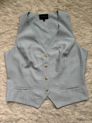 STATE Light Blue Women’s Sleeveless Button Front Vest Size 8 thumbnail 2