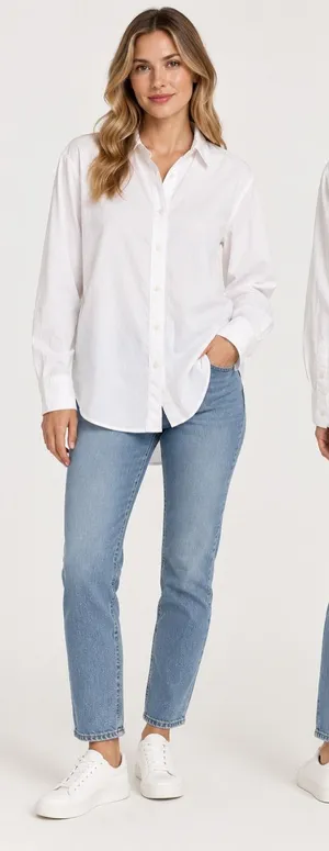 Abercrombie & Fitch White Oversized Button Down Shirt Women’s Small thumbnail 1