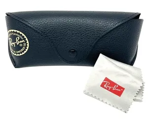 Ray-Ban Black Leather Glasses Case for Sunglasses Eyeglasses with Cleaning Cloth thumbnail 1