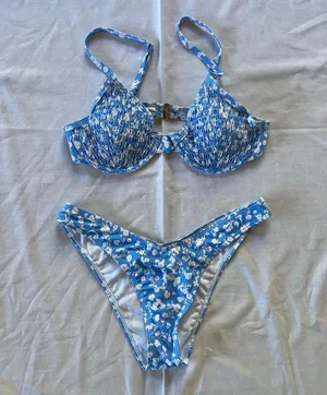 SheIn Blue and white floral bikini set thumbnail 1