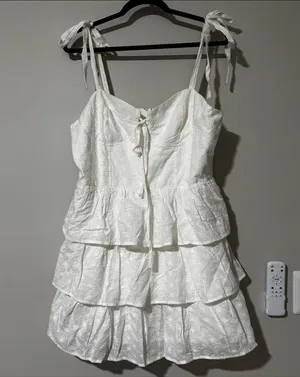 Petal & Pup CELESTE RUFFLE MINI DRESS - WHITE Size XL thumbnail 2