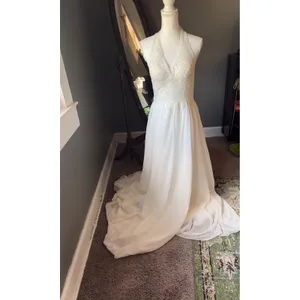 JJs House White Lace Halter Wedding Dress thumbnail 2