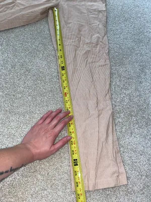 Forever 21 Pinstripe Tan & White Pants thumbnail 6
