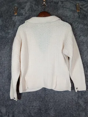 Vintage Fisher H8ll Hand Knit Worsted Wool Cropped Cardigan Preppy Cottage M thumbnail 7