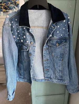 Pearl Denim Jacket Blue thumbnail 1