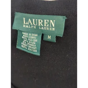 Ralph‎ Lauren Black/White Silk Blend Polka Pearl Button Cardigan Sweater Women M thumbnail 5