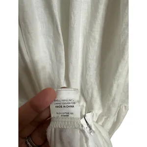 Dissh White 100% Linen Puff Sleeve Smocked Midi Dress Cottagecore Coastal US 6 thumbnail 14