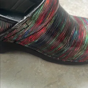 Dansko Professional Patent Clogs Women's Multi Color Striped Slip On Shoes Sz 39 thumbnail 3