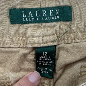 Lauren Ralph Lauren 12 Khaki Tan‎ Herringbone Cotton Straight Leg Chino Pant thumbnail 3