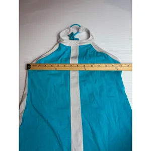 Lululemon Halter Top Tank Athletic Teal Blue White Built In Bra‎ Size 8 no pad thumbnail 2