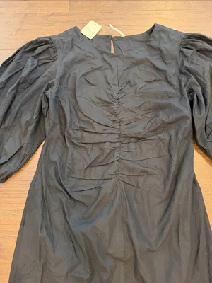 Free People Hope Mini Dress Black Puff Ballon Sleeves Womens - Medium - C30-108 thumbnail 5